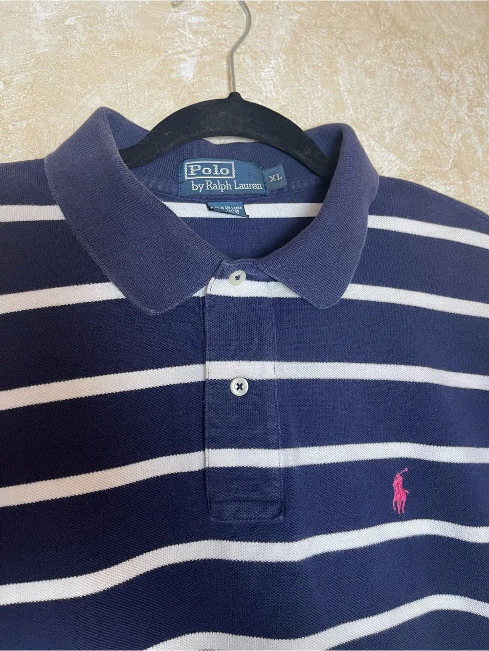Polo Ralph Lauren Navy White Striped Polo Shirt Men's XL Preppy Coastal Luxury